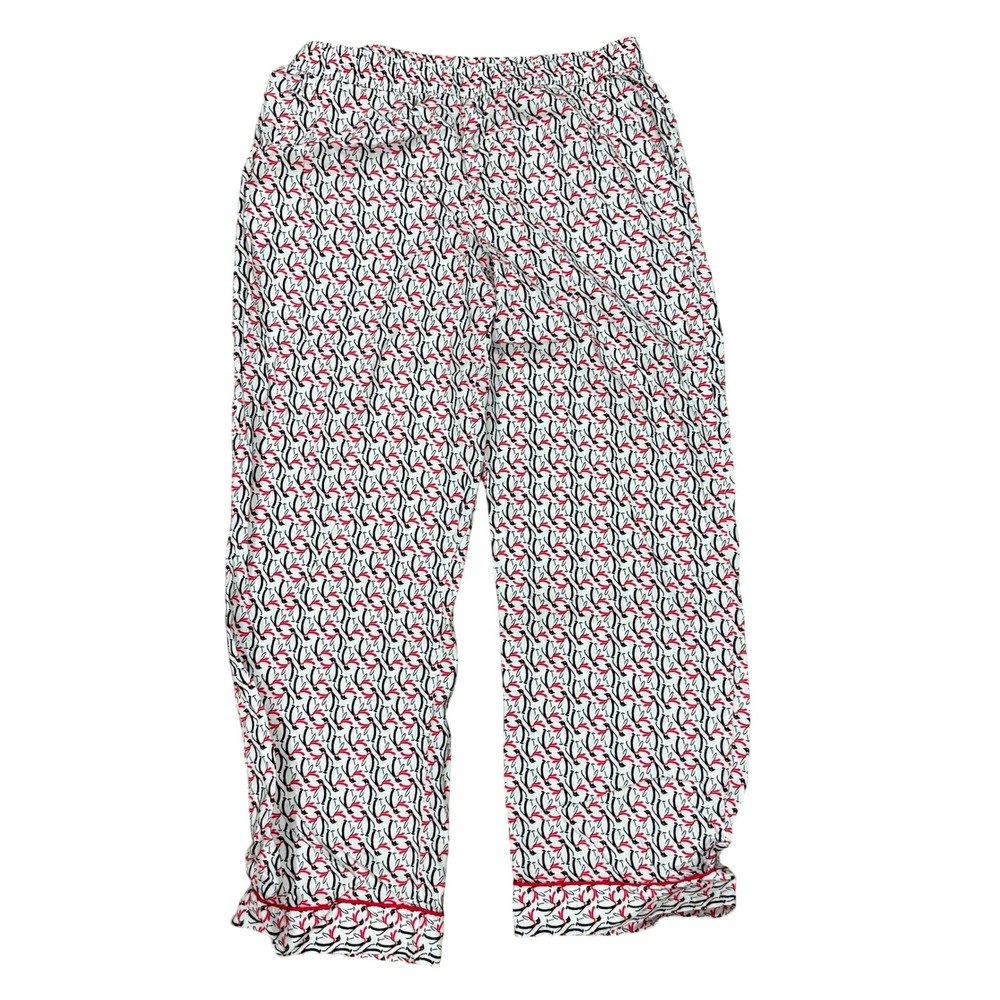 Victorias Secret Penguin Print Pajama Pants Large White Red Holiday Lounge